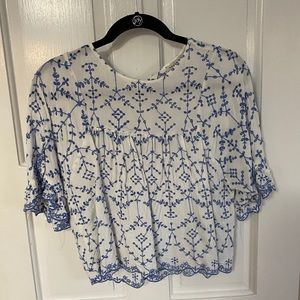 3/4 sleeve eyelet blouse